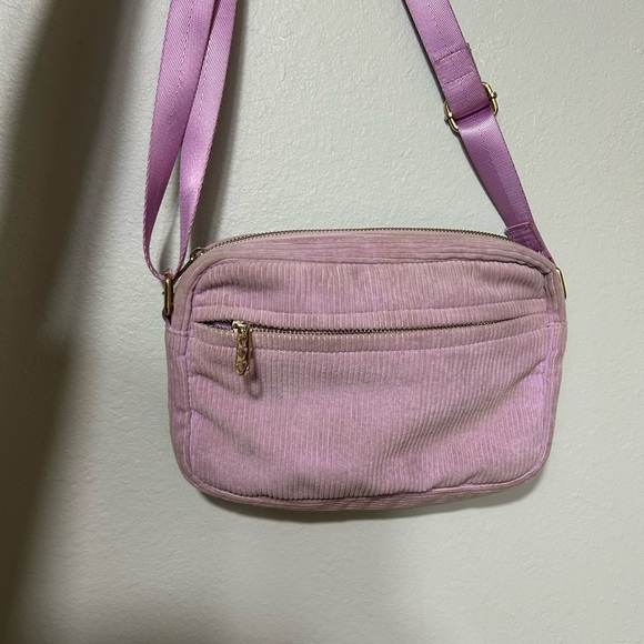 Lavender Crossbody Corduroy Bag - Picture 1 of 6